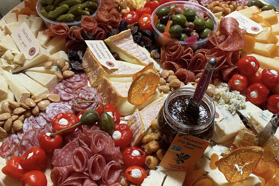 Cheese platter on wood board